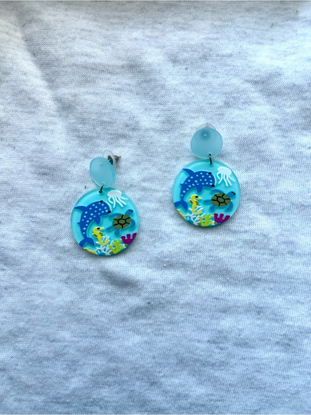 Blue Ocean Sea Life Aquarium Earrings